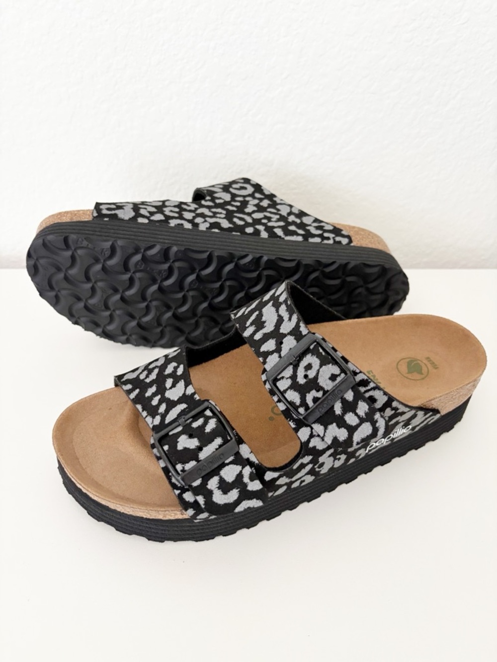 Birkenstock Papillio Arizona Grooved Platform Leopard Sandals EU 39 US 8-8.5 Nar - Picture 10 of 12
